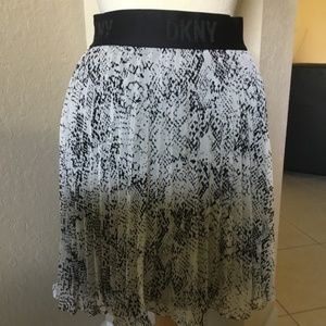 DKNY Pleated Snake Print Skirt